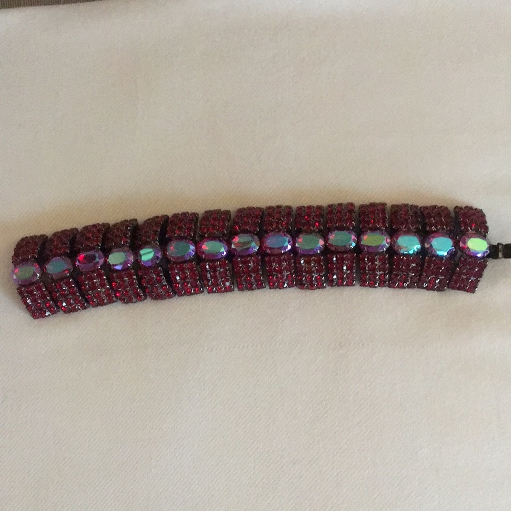 Elegant Ruby and Iridescent Bracelet by Lawrence VBRA Brilliant in person!